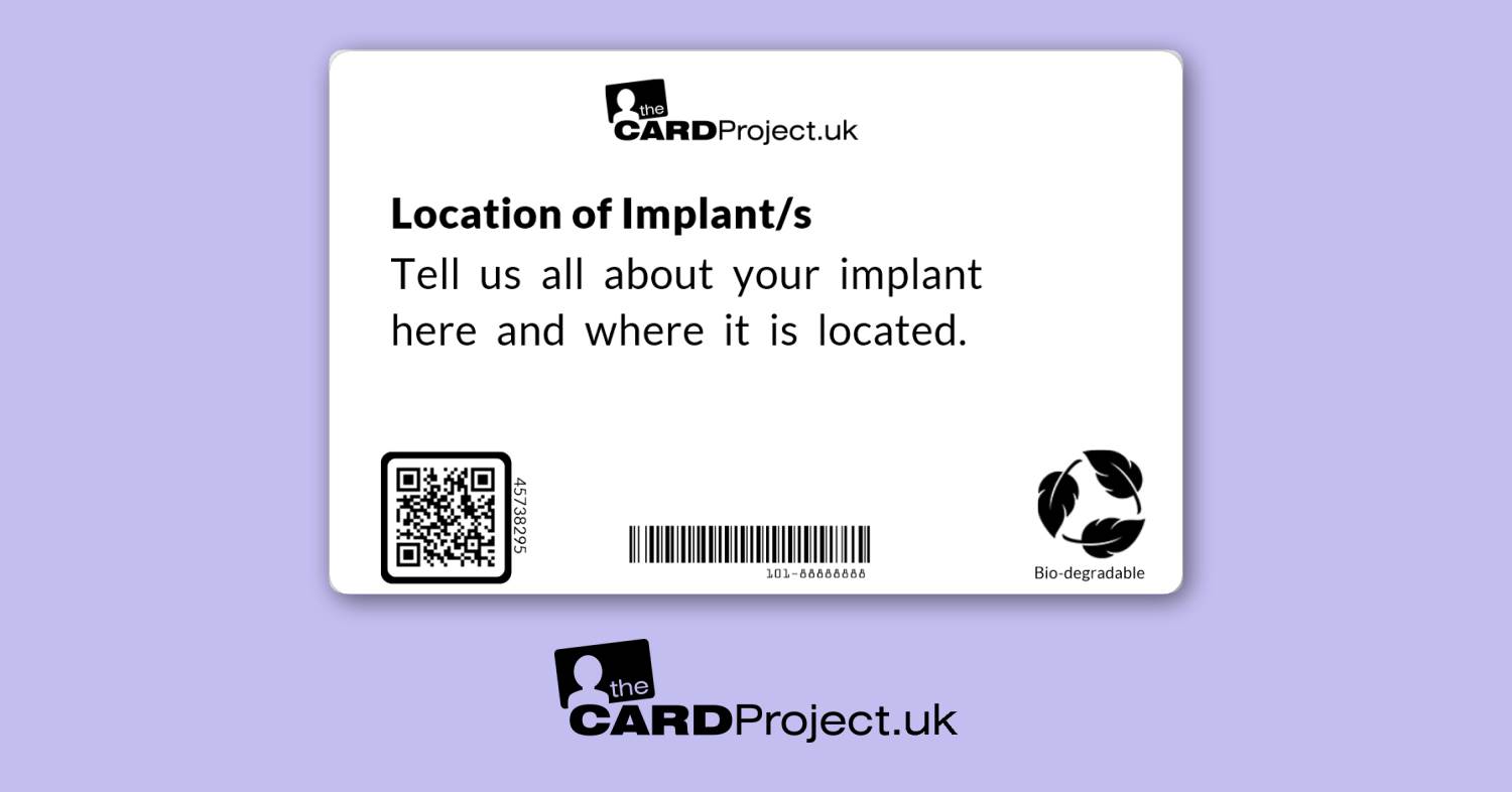 Metal Implant Mono ID Card  (REAR)